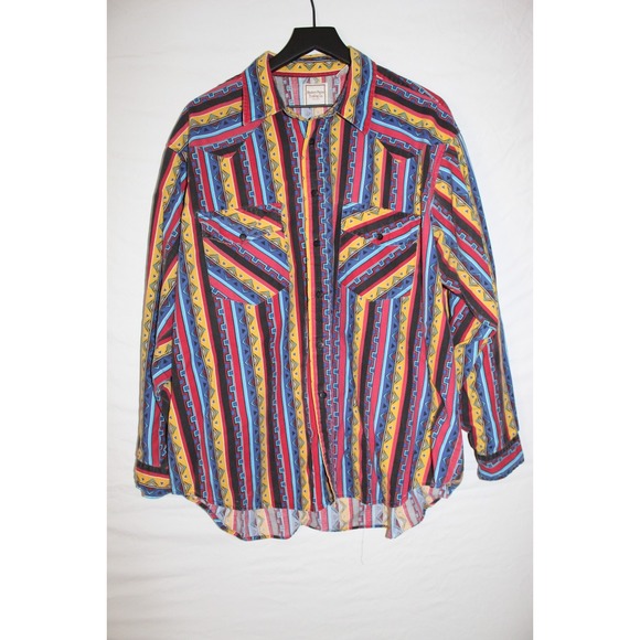 Western Plains Trading Co. Cowboy Button Up Shirt‎ Tribal Native XXL Brushpopper - Picture 1 of 7